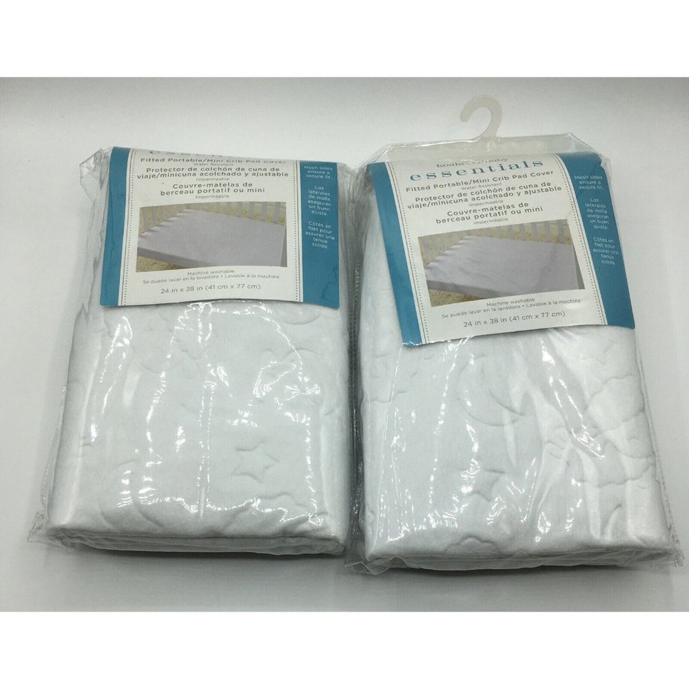 Koala Baby Essentals Fitted Portable/Mini Crib Pad Cover 2 Pkgs NEW